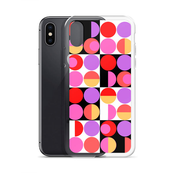 colorful, mid-century retro style patterned Bauhaus Retro Abstract Memphis Style iPhone case