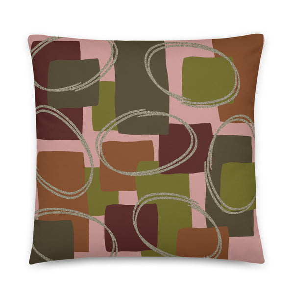 Abstract Muted Colored Shapes Pink Pattern Sofa Cushion Throw Pillow