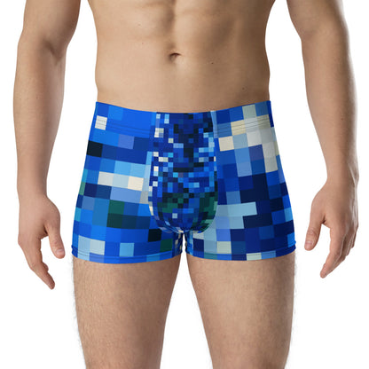 Men's blue checked boxer briefs underwear