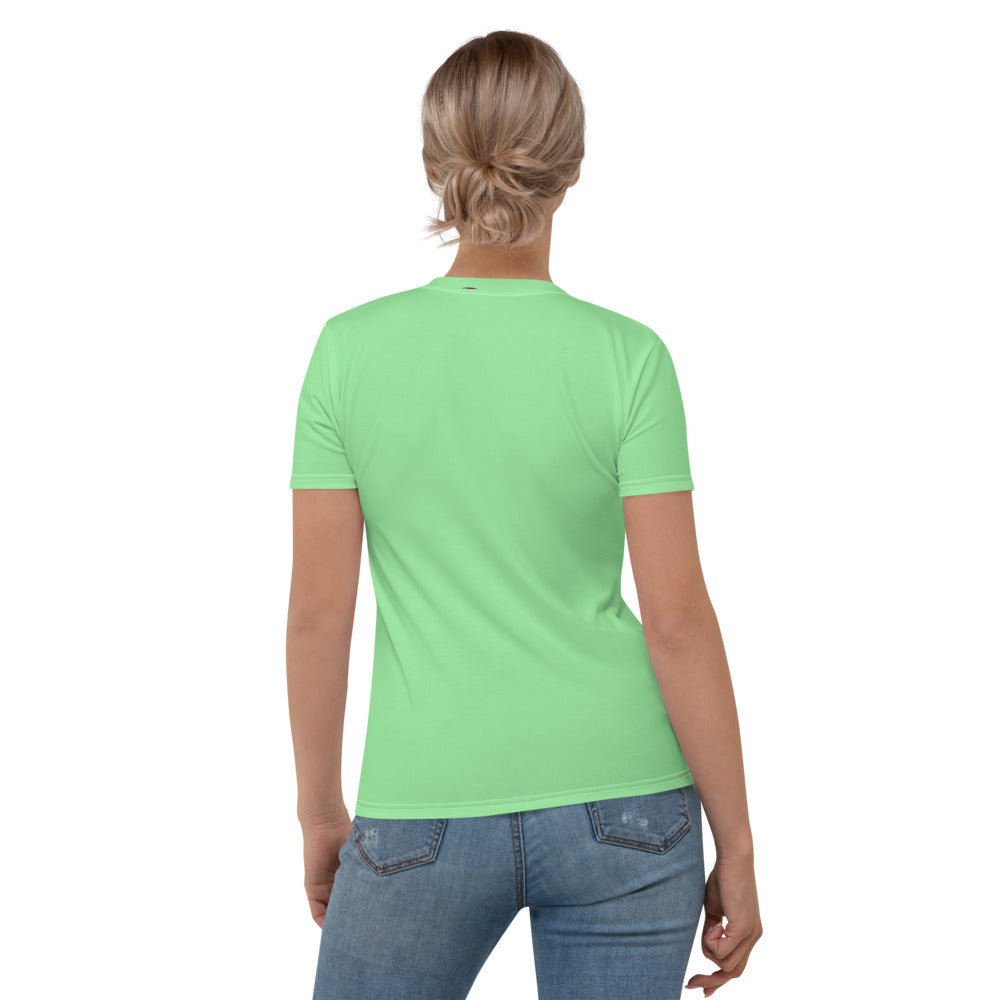 Womens light green t-shirt with colorful butterflies