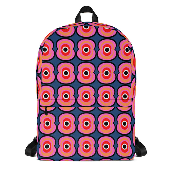 colourful 70s retro abstract Retro Poppies design backpack