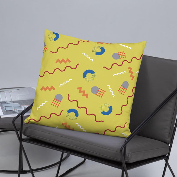 Muted Yellow Retro Abstract Postmodern Memphis Style sofa cushion or throw pillow
