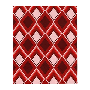 Red Geometric 60s Style, diamond patterned red throw blanket