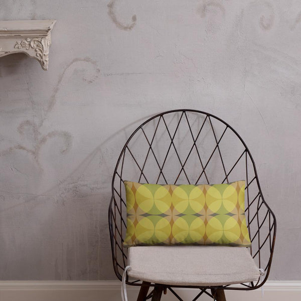 Mustard Tones Mid-Century Modern Circle Print sofa cushion or throw pillow