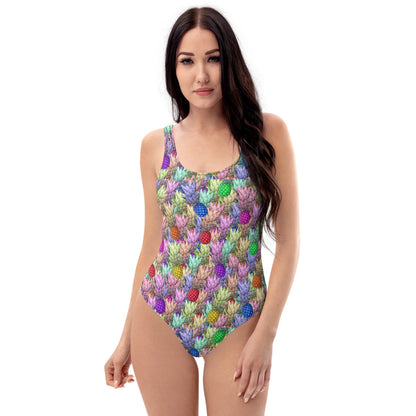 One-Piece Swimsuit | Abstract Rainbow Pineapples