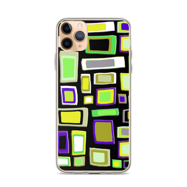 iPhone Case | Colorful Squares and Rectangles Yellow Black Pattern
