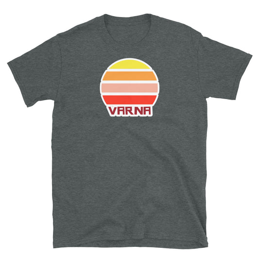 retro vintage sunset style t-shirt entitled Varna in dark heather