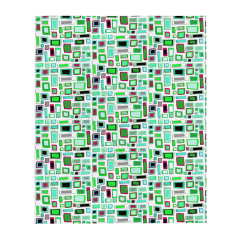 Throw Blanket | Green White Geometric Patterned