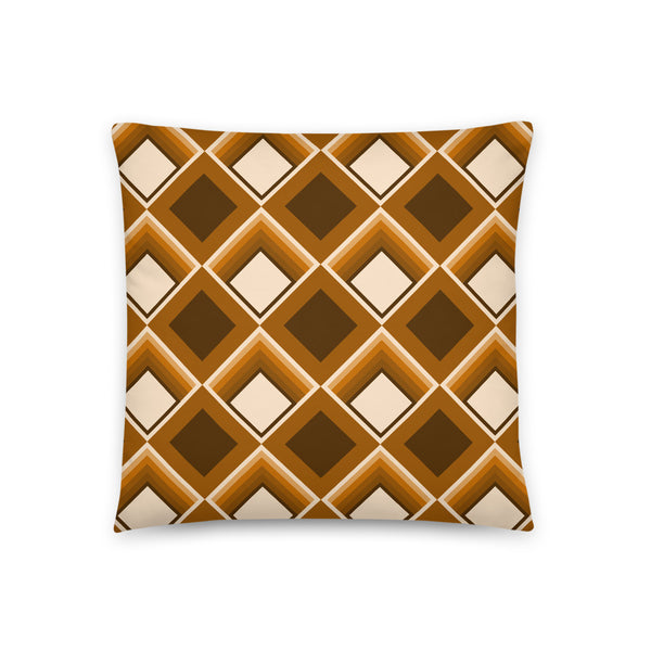 brown Ochre Geometric 60s Style Print sofa cushion or throw pillow