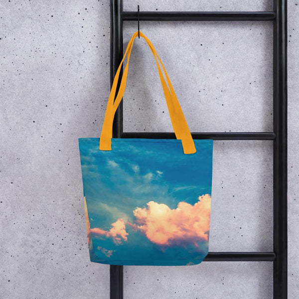Sunset Clouds tote bag with yellow handle