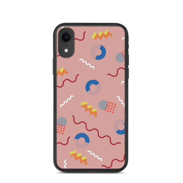 Muted Pink Retro Abstract Postmodern Memphis Style pattern biodegradable iPhone case