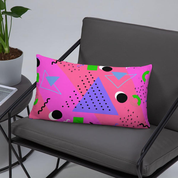 Flamingo Pink Retro Abstract Memphis Style sofa cushion or throw pillow