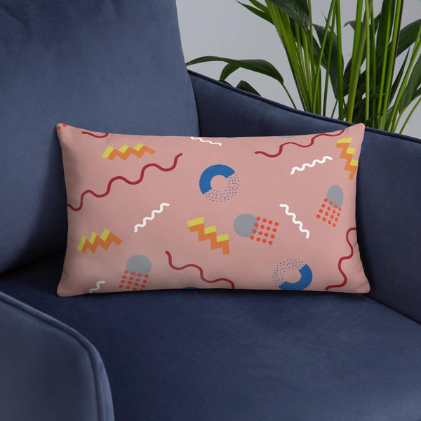 Muted Pink Retro Abstract Postmodern Memphis Style sofa cushion or throw pillow