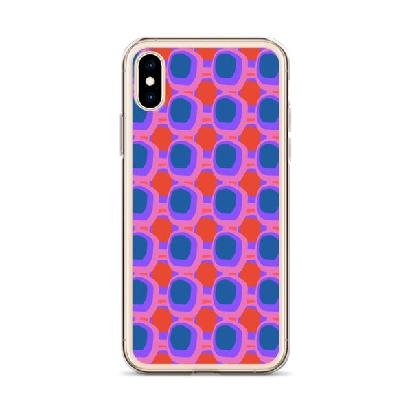 retro style abstract patterned Pink Blue Orange Retro Abstract iPhone case 