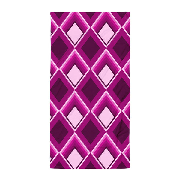 pink diamond geometric patterned 60s style towel