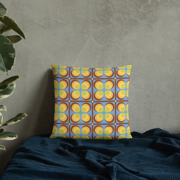 Retro Seventies Yellow Tiles Pattern Sofa Cushion Throw Pillow