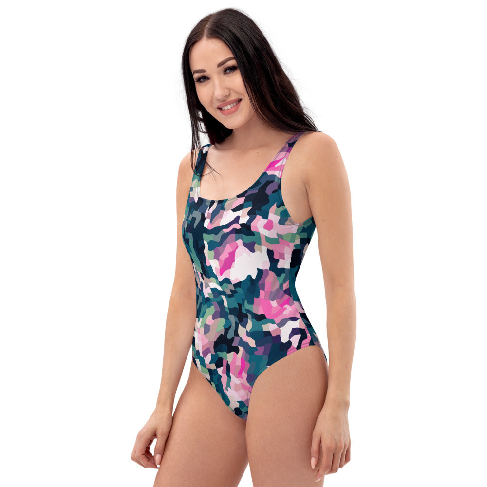 Pink camouflage design swimsuit