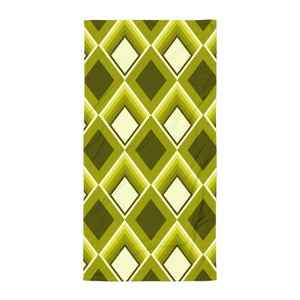 all-over yellow diamond patterned Mustard Geometric 60s Style towel