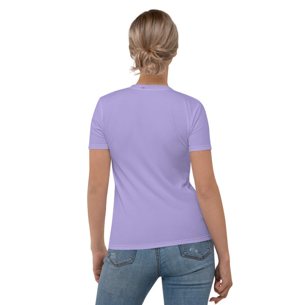 Womens lilac t-shirt with colorful butterflies