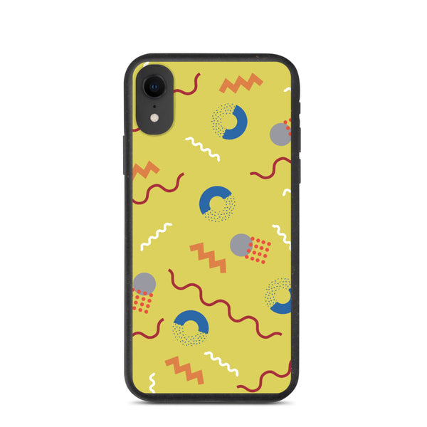 Muted Yellow Retro Abstract Postmodern Memphis Style pattern biodegradable iPhone case
