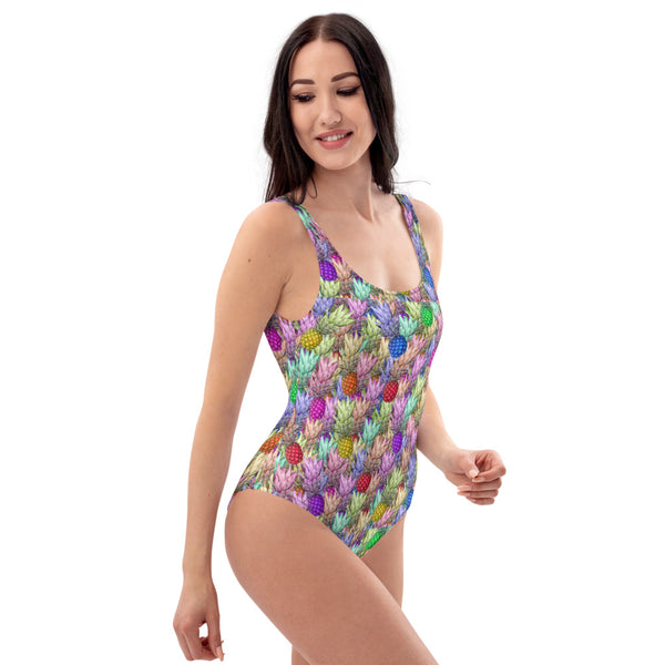 One-Piece Swimsuit | Abstract Rainbow Pineapples