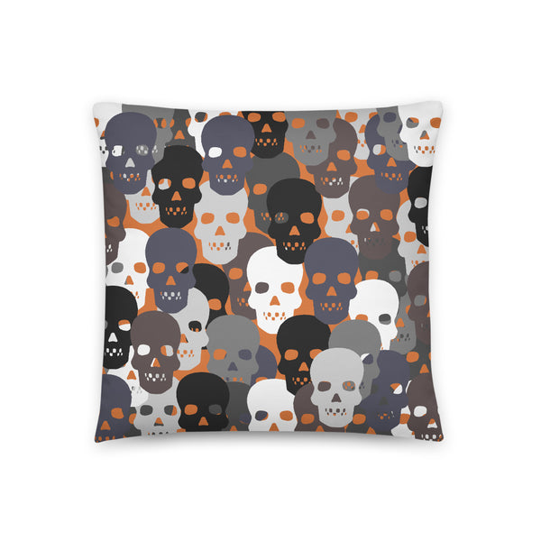 Monochrome Halloween skulls in orange background