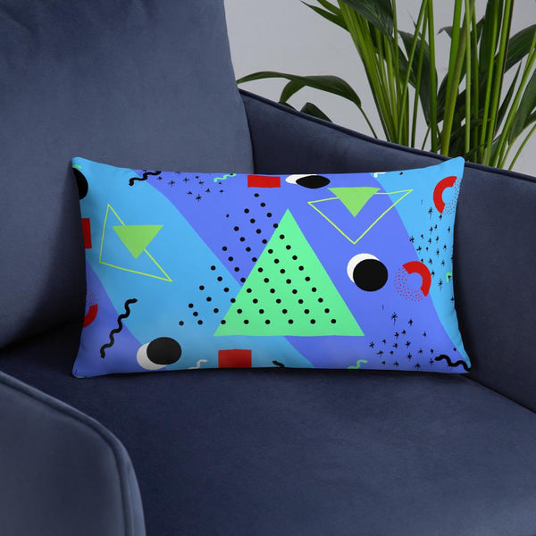 Azure Blue Retro Abstract Memphis Style sofa cushion or throw pillow