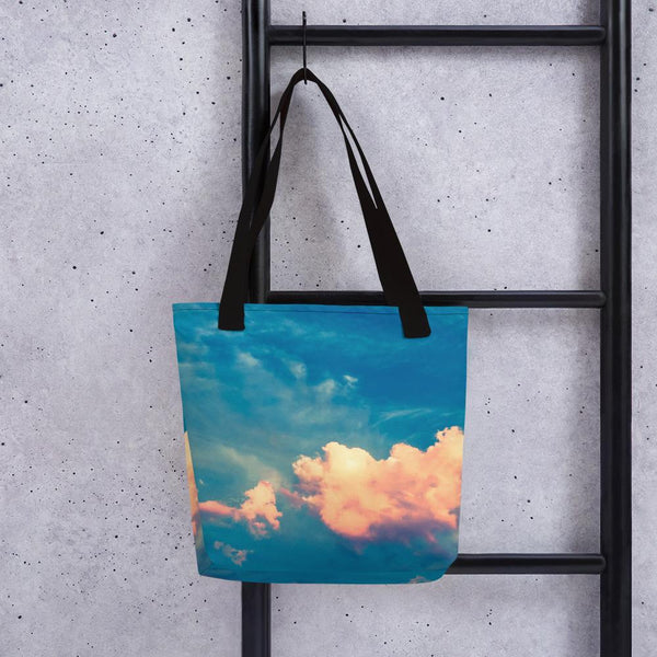 Sunset Clouds tote bag with black handle