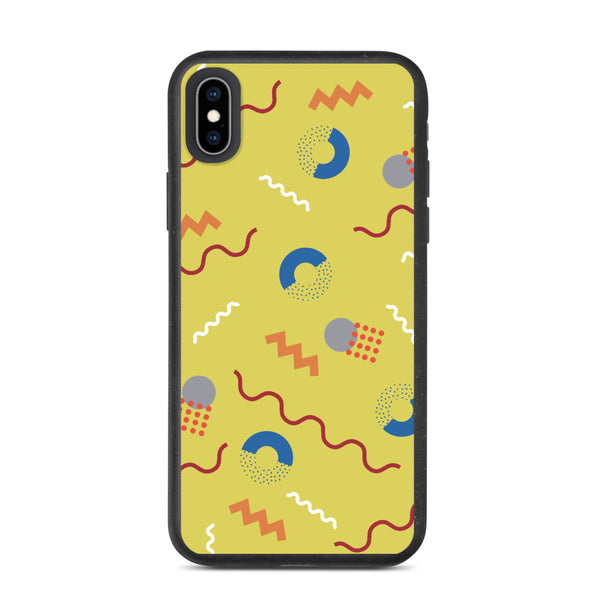 Muted Yellow Retro Abstract Postmodern Memphis Style pattern biodegradable iPhone case
