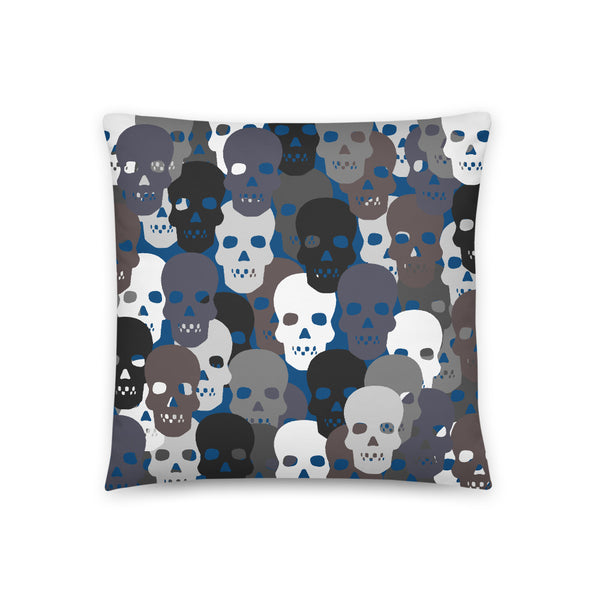 Monochrome Halloween skulls in blue background