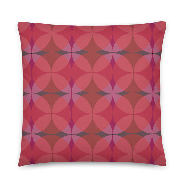 Cranberry Tones Mid-Century Modern Circle Print sofa cushion or throw pillow