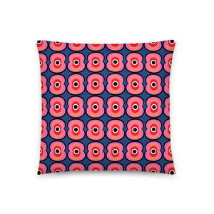 Pink Retro Poppies Sofa Cushion Throw Pillow