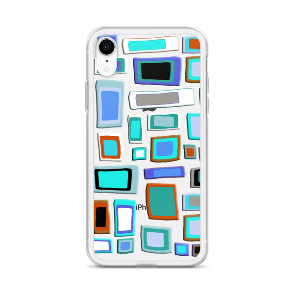 iPhone Case | Colorful Squares and Rectangles Blue Pattern