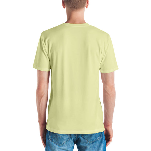 Mens light yellow t-shirt with colorful butterflies