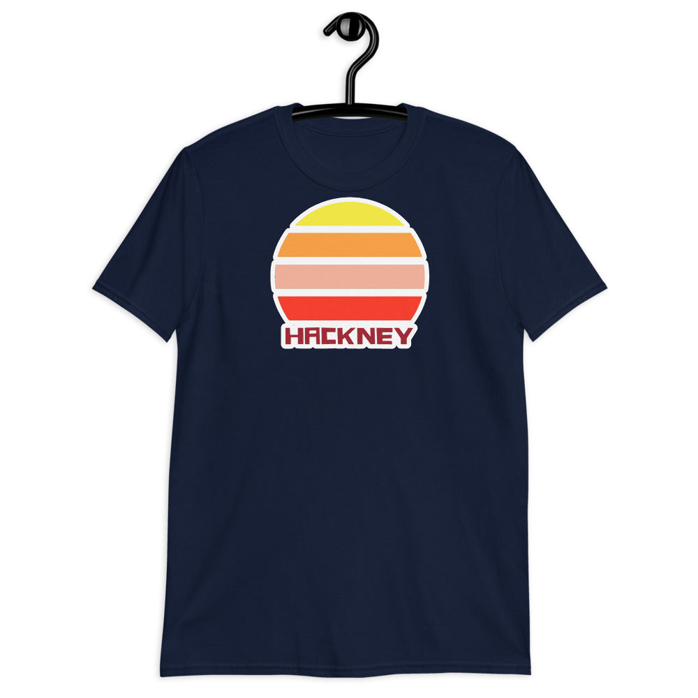 vintage sunset style t-shirt entitled Hackney in navy