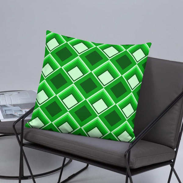 green Emerald Geometric 60s Style Print sofa cushion or throw pillow