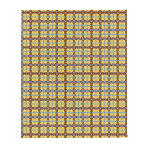 Throw Blanket | Retro Yellow Orange, Brown, Blue Mid-Century Style Patterned
