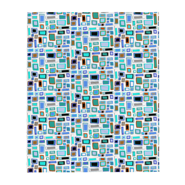 Throw Blanket | Blue White Geometric Patterned