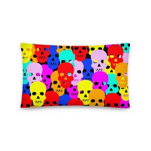 Rainbow skulls basic cushion or pillow in black