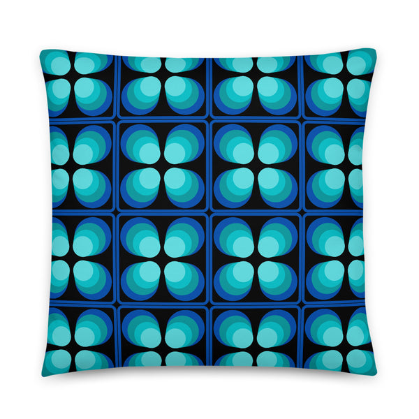 Retro 70s abstract style Turquoise Tiles Patterned Sofa Cushion Throw Pillow by BillingtonPix