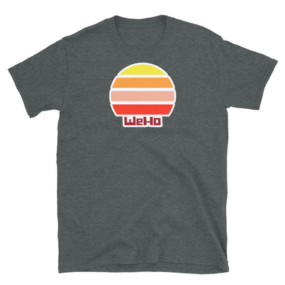 vintage sunset style t-shirt entitled WeHo in dark heather