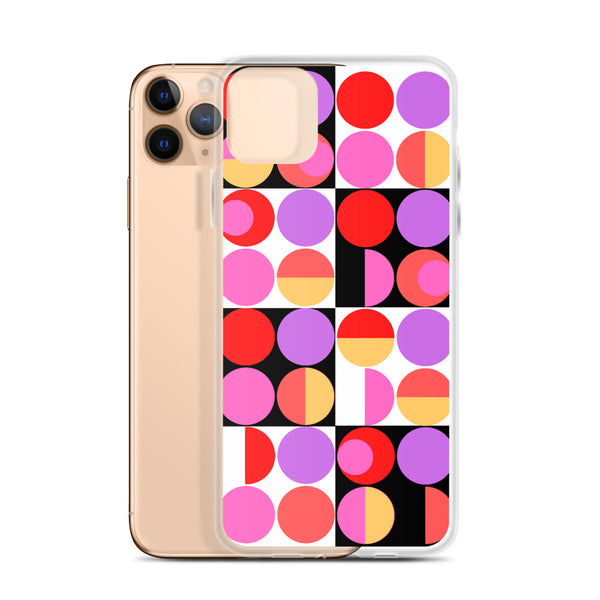 colorful, mid-century retro style patterned Bauhaus Retro Abstract Memphis Style iPhone case