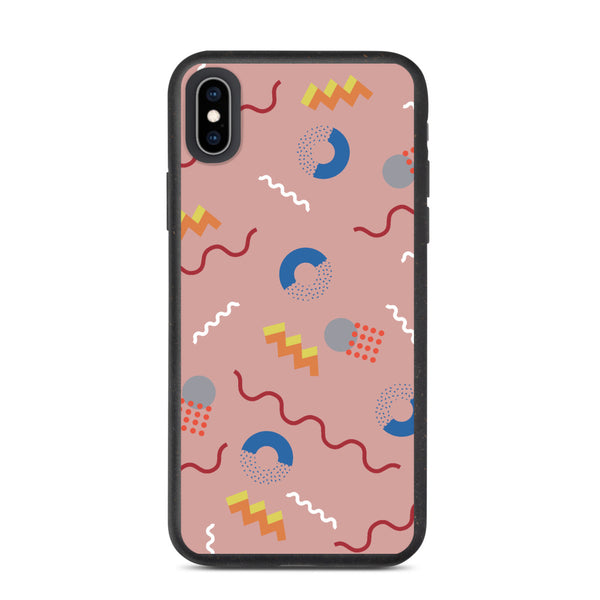 Muted Pink Retro Abstract Postmodern Memphis Style pattern biodegradable iPhone case