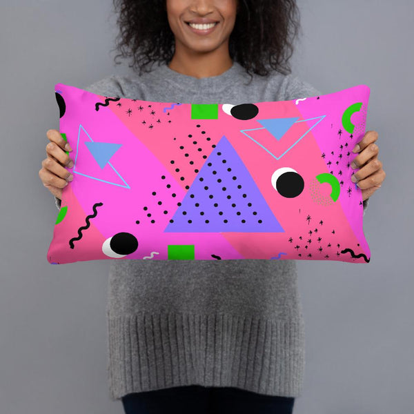 Flamingo Pink Retro Abstract Memphis Style sofa cushion or throw pillow