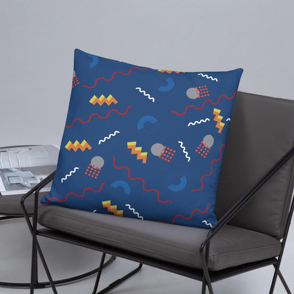Muted Navy Retro Abstract Postmodern Memphis Style sofa cushion or throw pillow