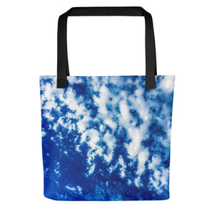 Azure Mackerel Sky tote bag with black handle