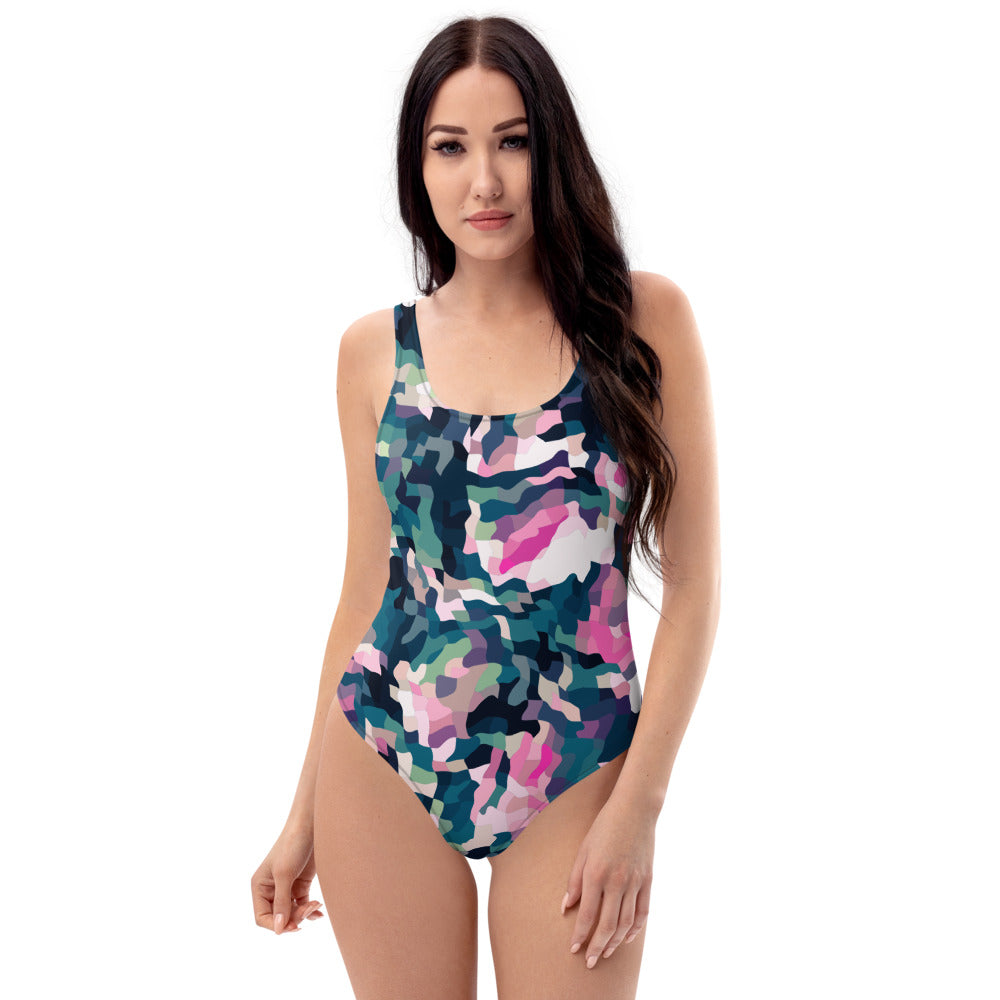 Pink camouflage design swimsuit