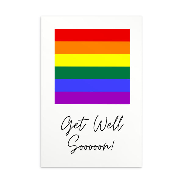 Get Well Soon LGBT Rainbow Flag Postcard