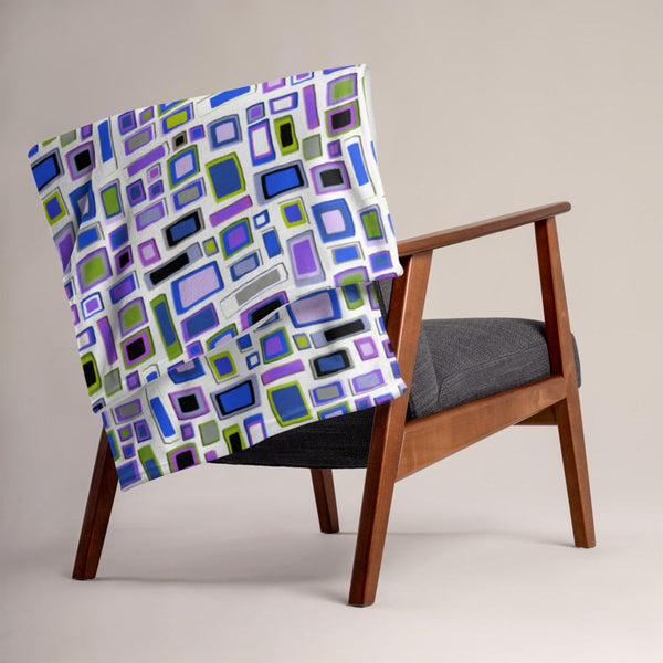 Throw Blanket | Purple White Geometric Patterned