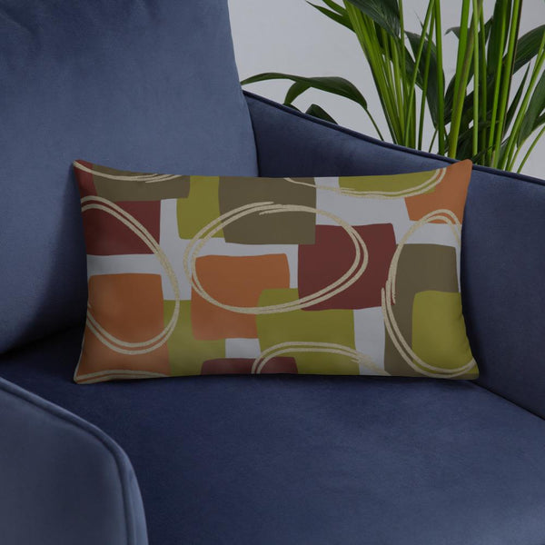 Abstract Muted Colored Shapes Grey Pattern  Sofa Cushion Throw Pillow
